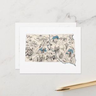 South Dakota Vintage Bilderkarte Antiquitätendiagr Postkarte