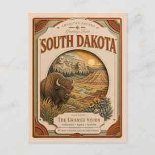 South Dakota Vintage Paper Cut American Arcana Postkarte