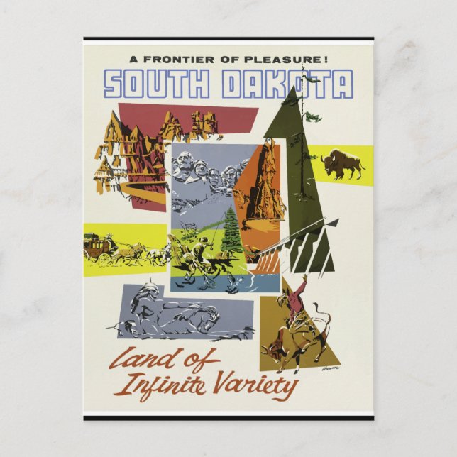 South Dakota Vintage Travel Poster Postkarte (Vorderseite)