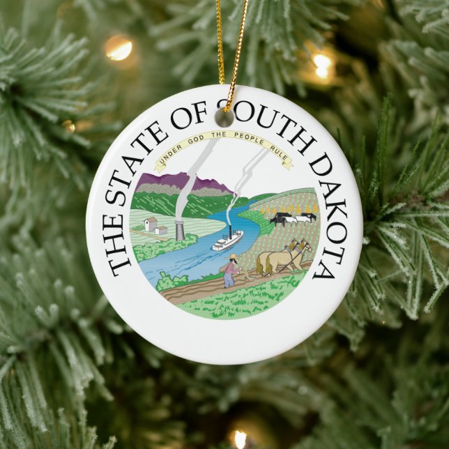 South Dakota-Zeichen Keramik Ornament (Baum)