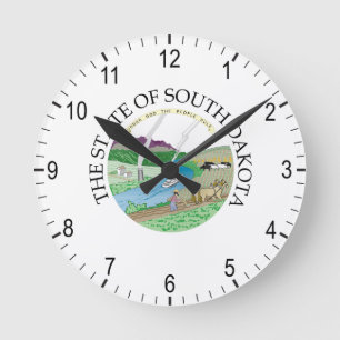 South Dakota-Zeichen Runde Wanduhr