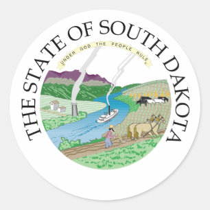 South Dakota-Zeichen Runder Aufkleber