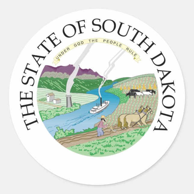 South Dakota-Zeichen Runder Aufkleber (Vorderseite)