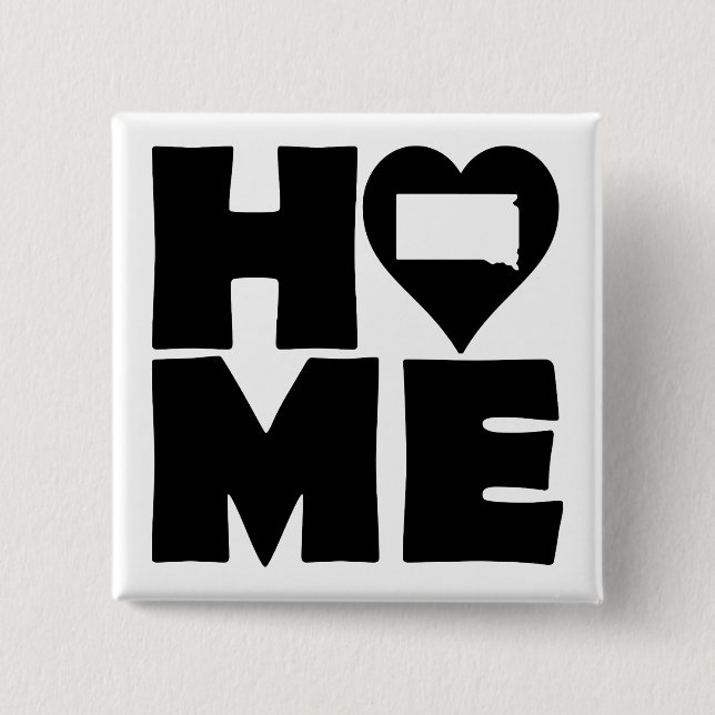 South Dakota Zuhause Heart Staat Button Abzeichen  (Vorderseite)