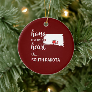 South Dakota Zuhause ist das Herz Keramik Ornament