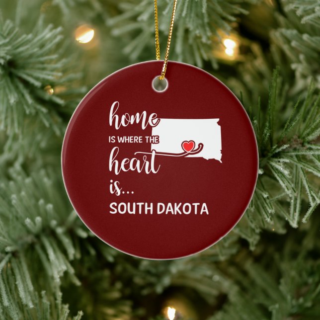 South Dakota Zuhause ist das Herz Keramik Ornament (Baum)