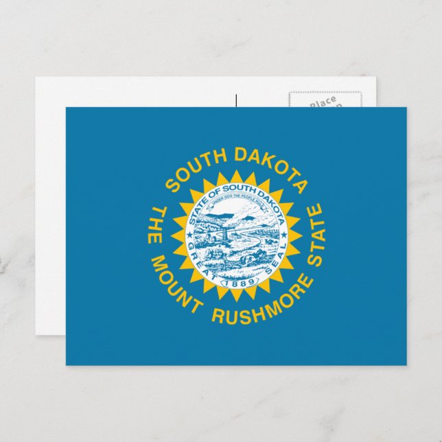 South-Dakotan-Flagge, Flagge Süddakotas Postkarte (Vorne/Hinten)