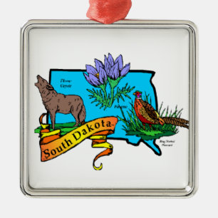 South- DakotaStaats-Weihnachtsverzierungs-Andenken Silbernes Ornament