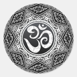 South Eastern Sun Black+White Om Mandala Sticker