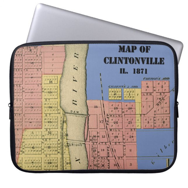 South Elgin Illinois Clintonville Karte Art. 1871 Laptopschutzhülle (Vorderseite)