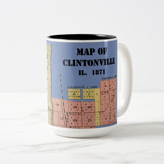 South Elgin Illinois Clintonville Karte Art. 1871 Zweifarbige Tasse (VorderseiteRechts)
