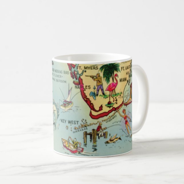 South Florida Keys Map-Tasse Kaffeetasse (VorderseiteRechts)