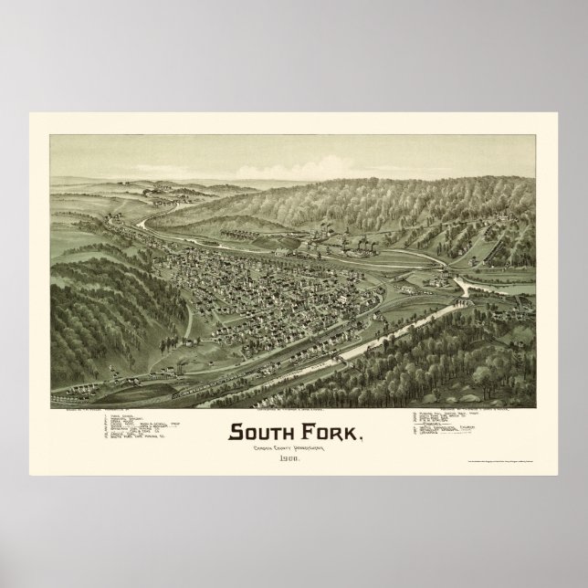 South Fork, PA Panoramic Map - 1900 Poster (Vorne)