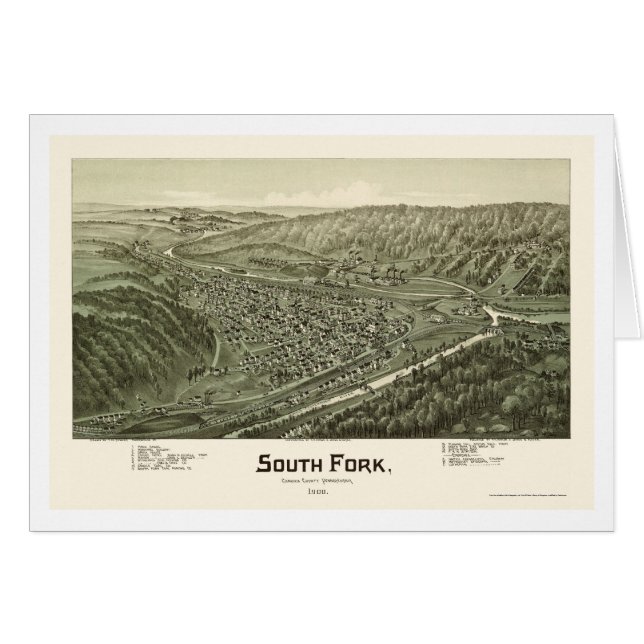 South Fork, panoramische Karte PAs - 1900 (Vorderseite (Horizontal))