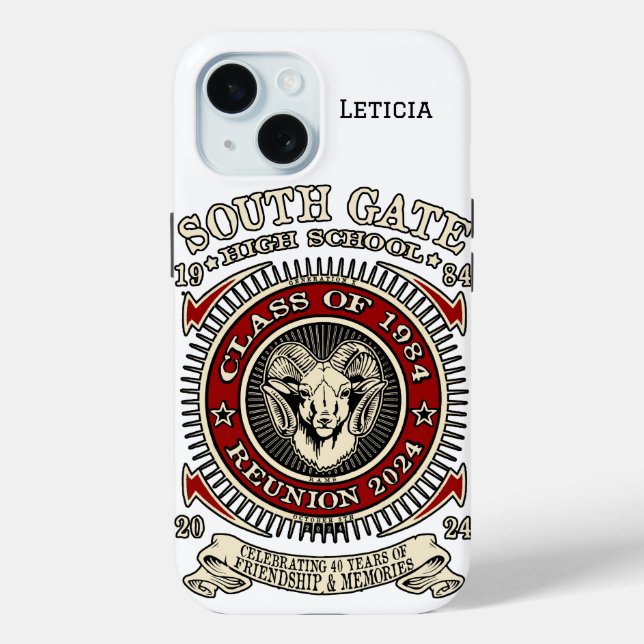 South Gate High School Rams iPhone Case mit Namen (Rückseite)