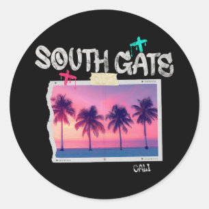South Gate Kalifornien Retro Surfer Vintage Strand Runder Aufkleber