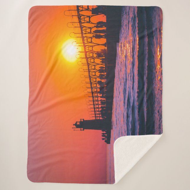 South Haven, MI Lighthouse Sherpa Blanket  Sherpadecke (Vorderseite)