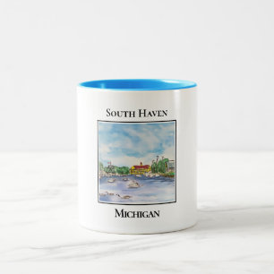South Haven Michigan Hafeneinlass Zweifarbige Tasse