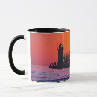 South Haven Michigan Leuchtturm bei Sonnenuntergan Tasse