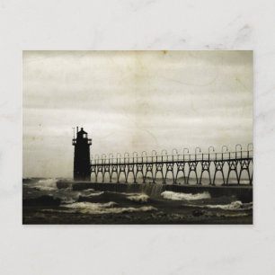 South Haven Michigan Leuchtturm stürmisches Wetter Postkarte