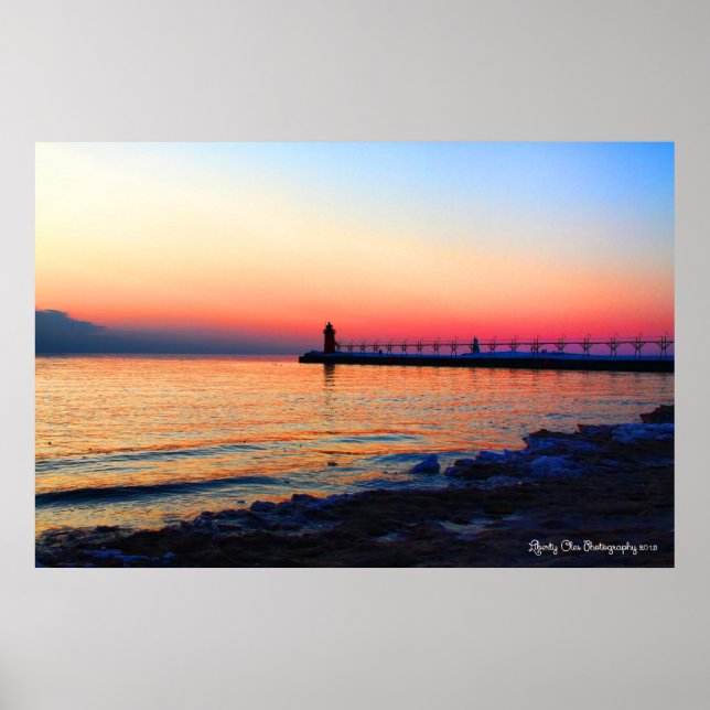 South Haven, Michigan Lighthouse 36"X24" Poster (Vorne)