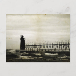 South Haven Michigan Lighthouse Stormy Weather Postkarte