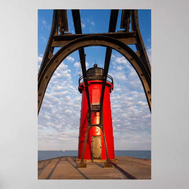 South Haven, Michigan Lighthouse und Catwalk Print Poster (Vorne)