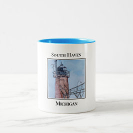 South Haven Michigan Lighthouse Zweifarbige Tasse