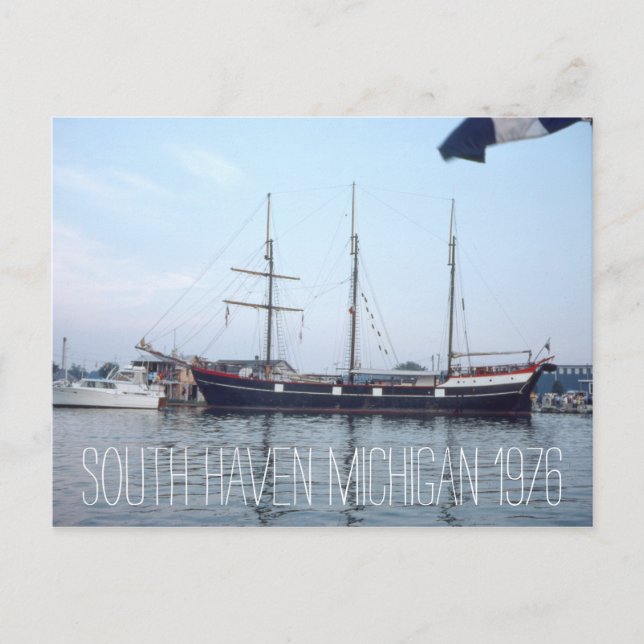 South Haven Michigan Tall Ship 1976 Postkarte (Vorderseite)