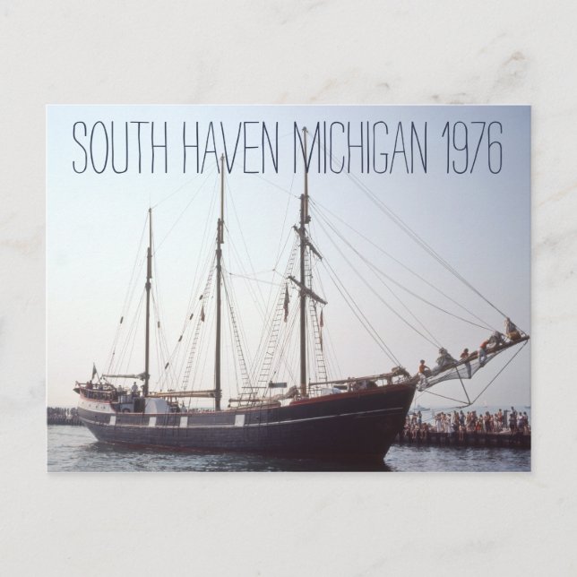South Haven Michigan Tall Ship 1976 Postkarte (Vorderseite)