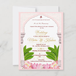 South Indian Lotus Temple Wedding Invitation Suite Einladung