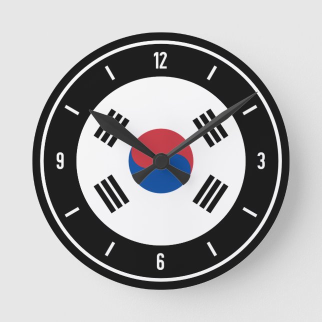 South Korea Flag Elegant Runde Wanduhr (Vorderseite)