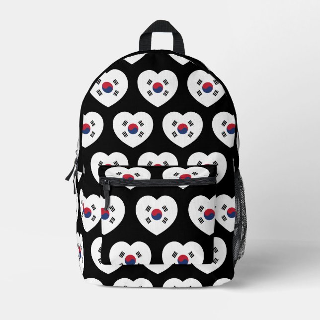 South Korea Flag Heart Bedruckter Rucksack (Vorderseite)