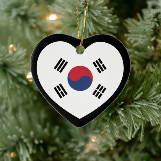 South Korea Flag Heart Keramik Ornament (Baum)