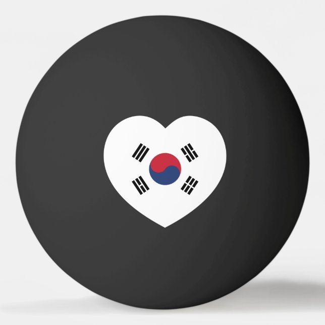 South Korea Flag Heart Tischtennisball (Vorderseite)