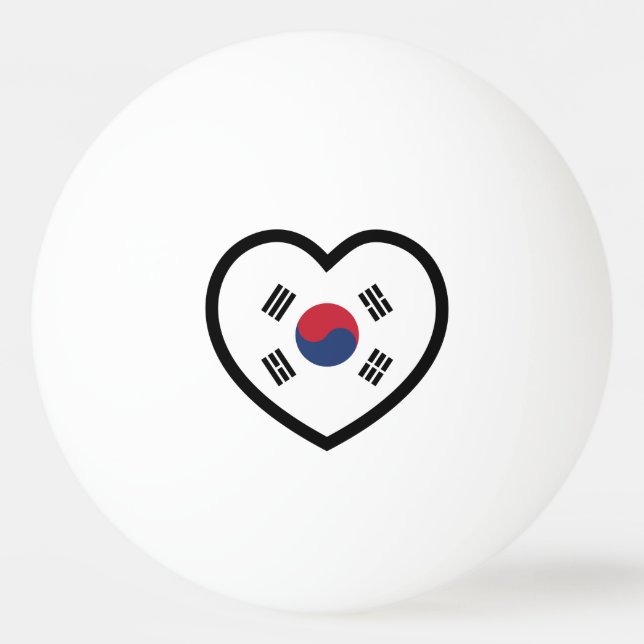 South Korea Flag Heart Tischtennisball (Vorderseite)
