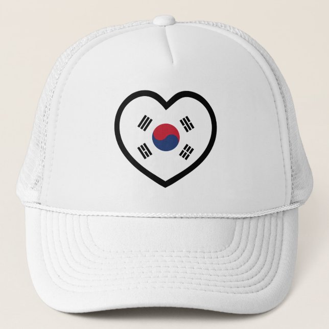 South Korea Flag Heart Truckerkappe (Vorderseite)