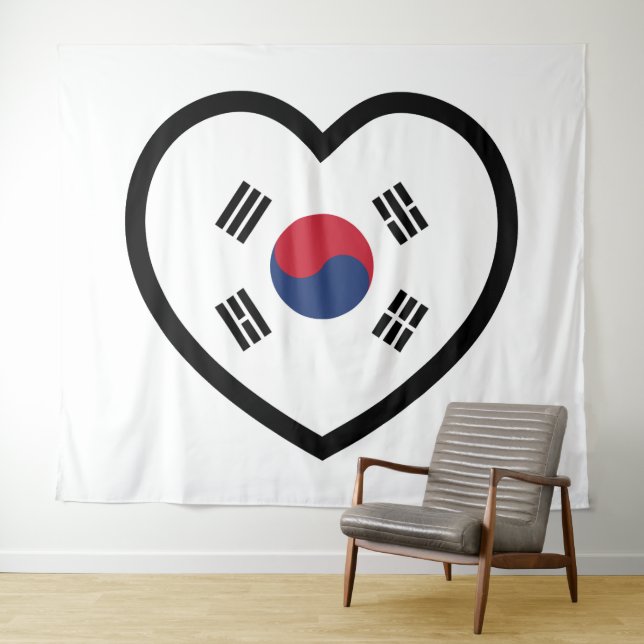 South Korea Flag Heart Wandteppich (Beispiel (Horizontal))