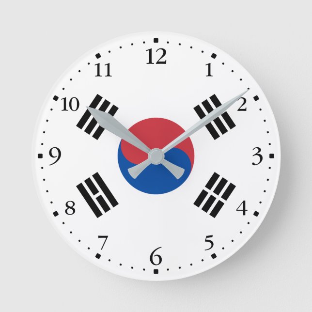 South Korea Flag Runde Wanduhr (Vorderseite)