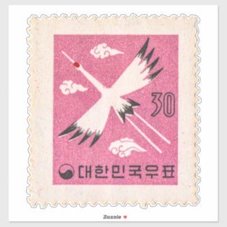 South Korea Red - Crowned Crane Postage Stamp 1960 Aufkleber
