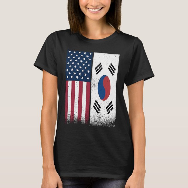 South Korea  South Korean American Flags Proud USA T-Shirt (Vorderseite)
