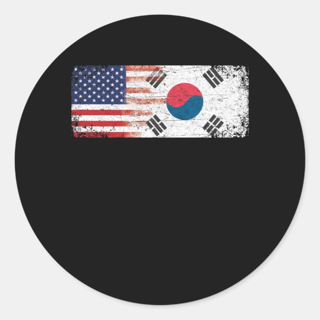 South Korean American Flag Runder Aufkleber (Vorderseite)
