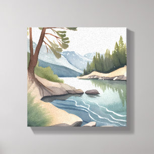 South Lake Tahoe   Aquarell-Landschaft Leinwanddruck