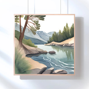South Lake Tahoe   Aquarell-Landschaft Poster