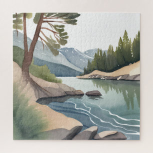 South Lake Tahoe Aquarell-Landschaft Puzzle