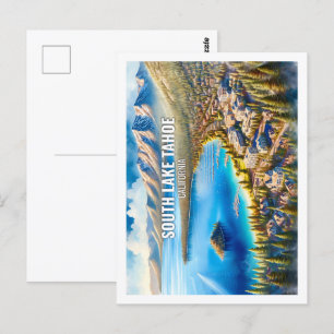 South Lake Tahoe Kalifornien Reise Wasserfarbe Postkarte