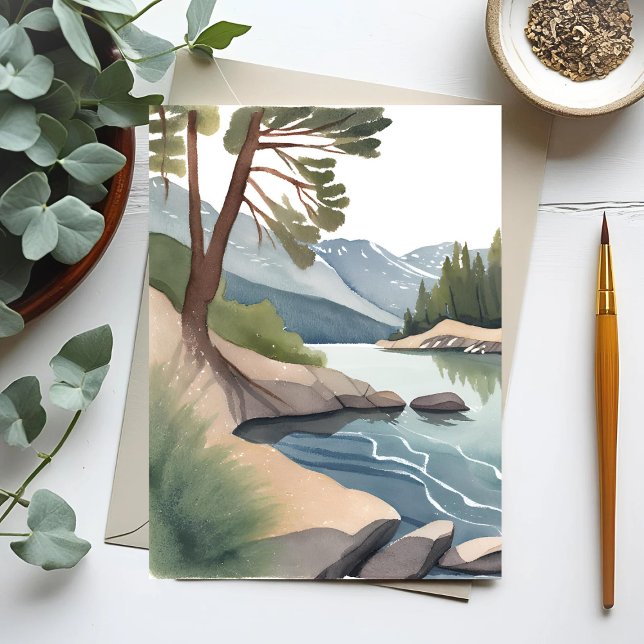 South Lake Tahoe | Wasserfarbenlandschaft Postkarte (Von Creator hochgeladen)