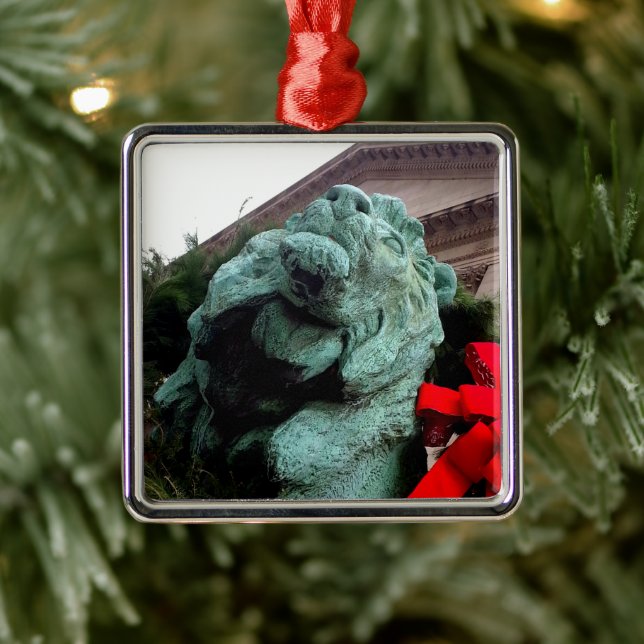 South Lion am Art Institute of Chicago Ornament Aus Metall (Baum)