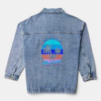 South Palm Beach Florida Retro Tropische Palmen Jeansjacke