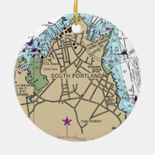 South Portland Maine Chart Keramik Ornament